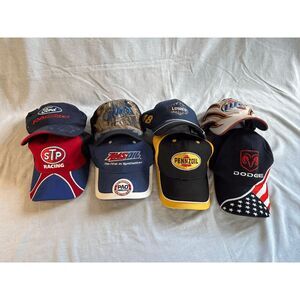 Nascar/Racing Vintage Hat Lot of Eight Baseball Hats, Ford/Dodge/Miller Lite